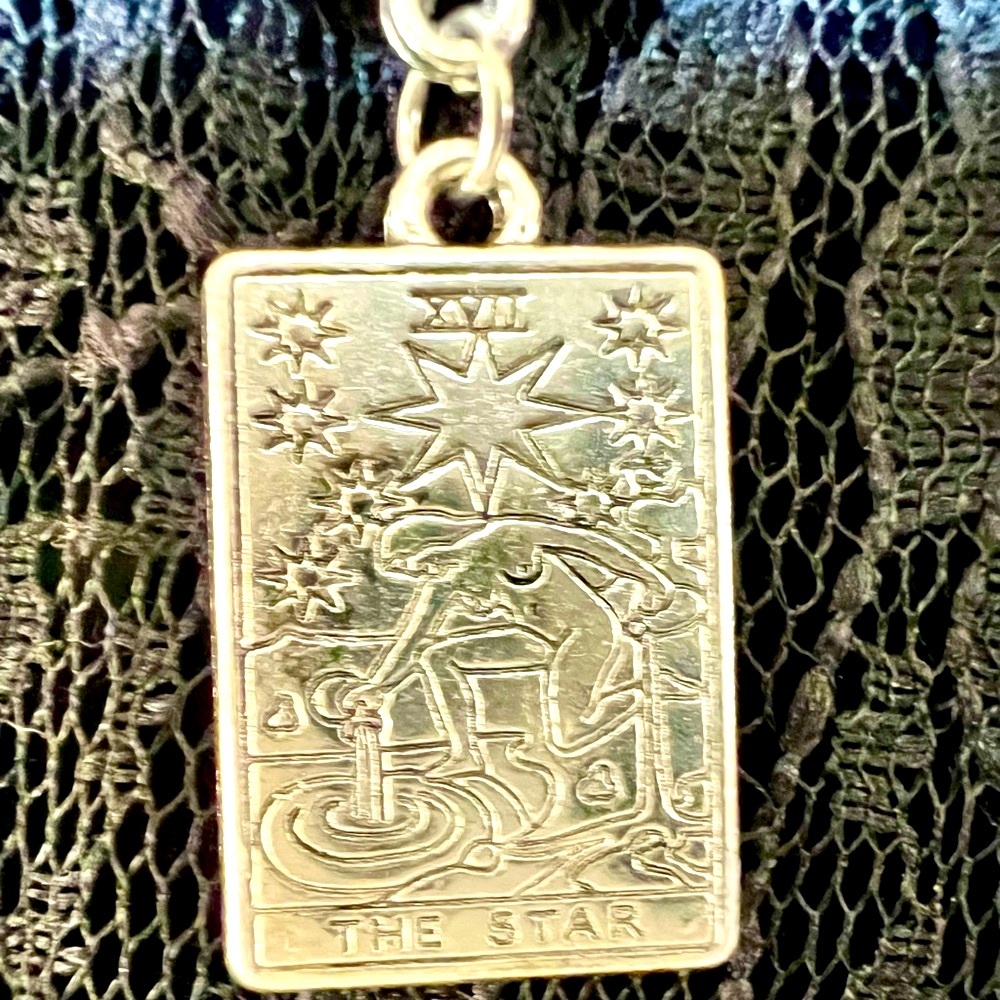 Tarot Card “The Star” Pendant Necklace with Star Charm at back of neck